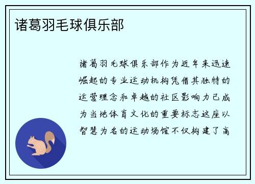 诸葛羽毛球俱乐部